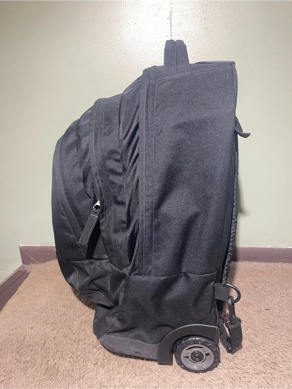 Jansport Black Rolling Backpack with Telescopic Handle